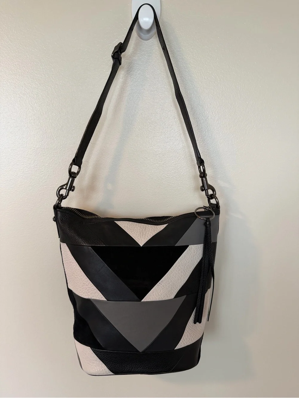 COACH PATCHWORK 1941 ARCHIVE DUFFLE No. 38782 BLACK & WHITE & GREY LEATHER RARE